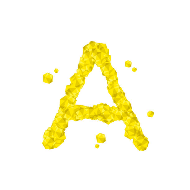 illustrations, cliparts, dessins animés et icônes de alphabet cristal diamant 3d virtuel lettre ensemble un concept de pierre gemme illustration design couleur jaune, isolé sur fond blanc, vecteur eps 10 - alphabet letter crystal isolated