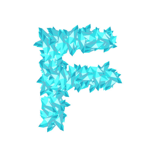 ilustrações, clipart, desenhos animados e ícones de ilustração de 3d virtual conjunto letra f do alfabeto cristal diamante design de conceito gemstone azul cor, isolado no fundo branco, vetorial eps 10 - letter letter f crystal diamond