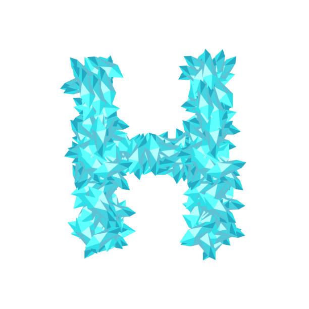 alfabet kryształ diament 3d wirtualny zestaw litera h ilustracja gemstone koncepcja projekt niebieski kolor, izolowany na białym tle, wektor eps 10 - letter h text diamond alphabet stock illustrations