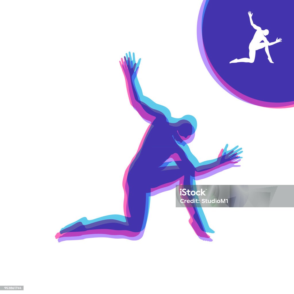 Silhouette of a Dancer. Gymnast. Man is Posing and Dancing. Sport Symbol. Design Element. Vector Illustration. Acrobat stock vector