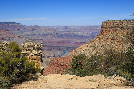 A view of the Grand Canyon with the Colorado River