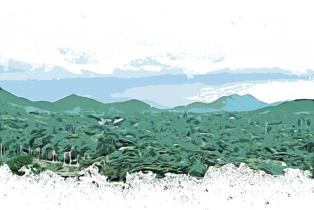 istock Abstract Mountain hill on watercolor painting background. 953865348