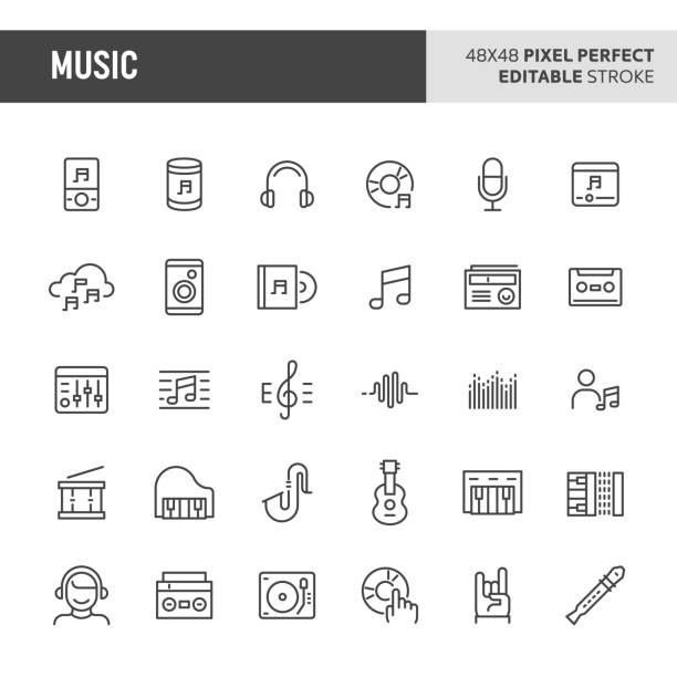 Music & Instrument Icon Set vector art illustration