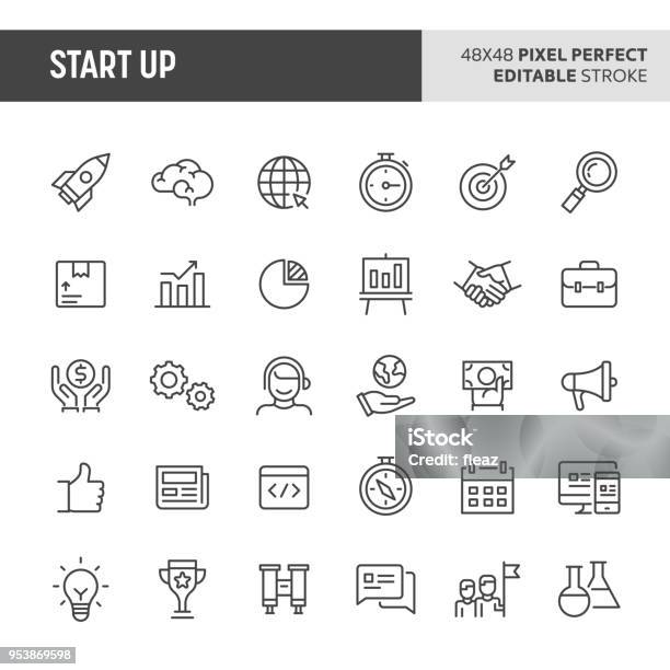 Startup Icon Set Stock Illustration - Download Image Now - Icon Symbol, Icon Set, Business