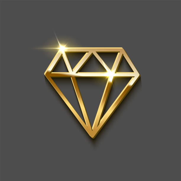 ilustraciones, imágenes clip art, dibujos animados e iconos de stock de forma brillante del diamante de oro. elemento de diseño de lujo de vector. - diamond jewelry gem diamond shaped