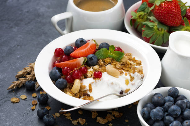 istock muesli with fresh berries and yogurt for breakfast 953869878