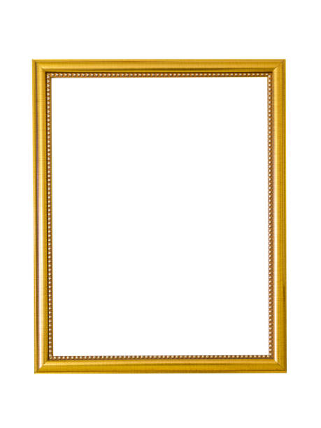 moldura de madeira dourada sobre fundo branco. moldura dourada para pinturas, espelhos ou fotos - museum of arts and traditions - fotografias e filmes do acervo
