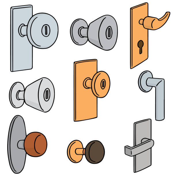 door knob vector set of door knob door handle stock illustrations