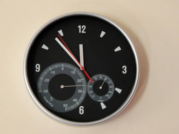 istock The clock on the wall shows the time 953896456