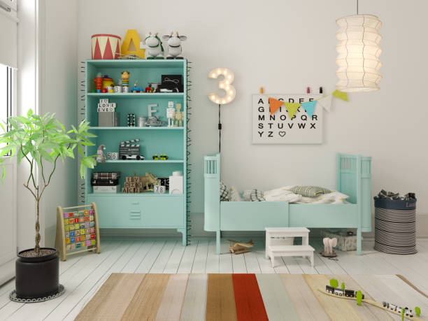 Children room scandinavian style 3D rendering