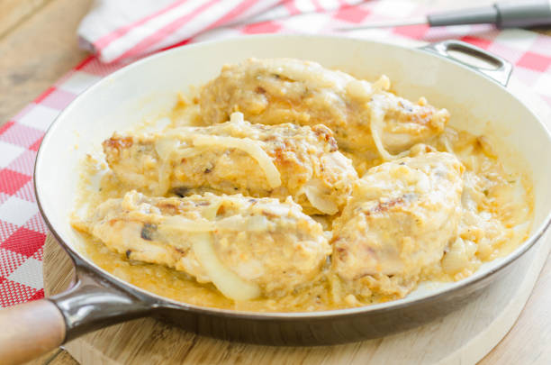 istock Southern-style smothered chicken in skillet 953907076