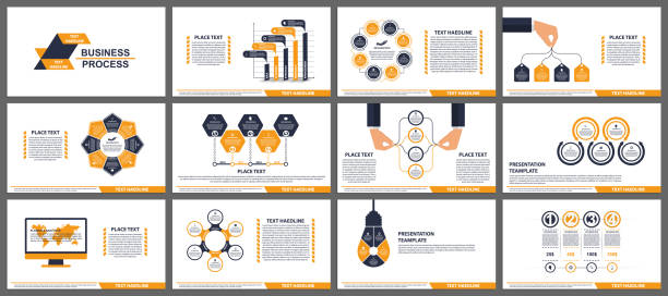 Business presentation templates. Modern elements of infographic. Can be used for business presentations, leaflet, information banner and brochure cover design. Business presentation templates. Modern elements of infographic. Can be used for business presentations, leaflet, information banner and brochure cover design. Vector illustration. slide show presentation software stock illustrations