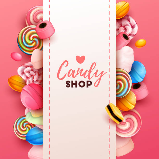 illustrazioni stock, clip art, cartoni animati e icone di tendenza di sfondo colorato con dolci - sweet food