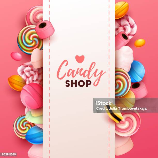 Colorful Background With Sweets Stock Illustration - Download Image Now - Candy, Sweet Food, Cute