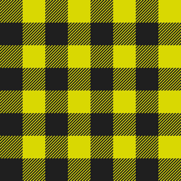 ilustraciones, imágenes clip art, dibujos animados e iconos de stock de búfalo de color amarillo y negro compruebe cuadros de patrones sin fisuras - plaid checked pattern sewing