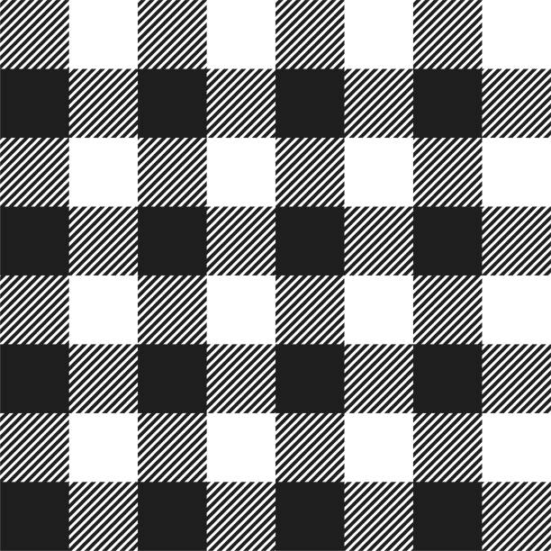 ilustraciones, imágenes clip art, dibujos animados e iconos de stock de blanco y negro búfalo compruebe cuadros de patrones sin fisuras - plaid checked pattern sewing