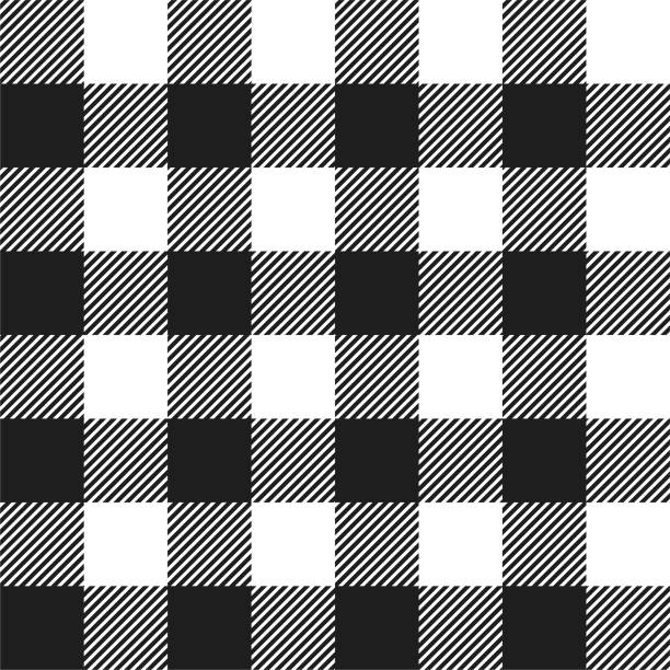 biały i czarny buffalo check plaid bezszwowy wzór - vector pattern cotton square shape stock illustrations