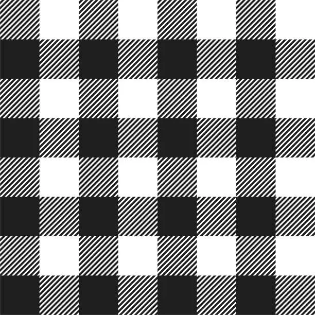 Vector illustration of White and Black Buffalo Check Plaid Seamless Pattern