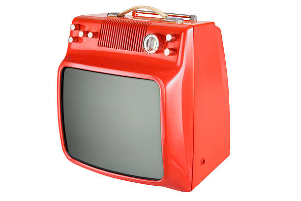 istock Front of an old orange TV 95392397