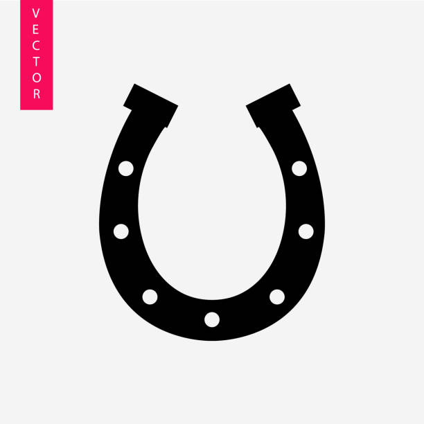 ikona wektora podkowy - horseshoe stock illustrations