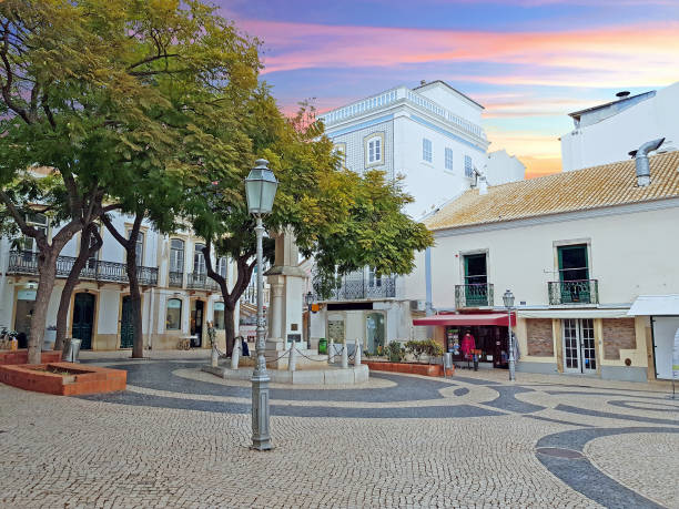 The main square in Lagos in the Algarve Portugal stock photo