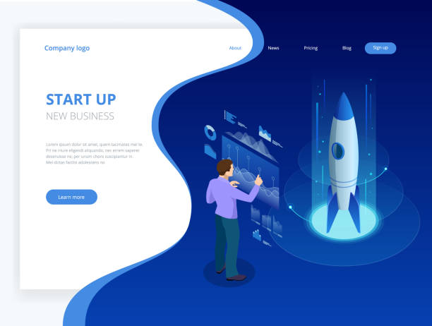 Isometric Businnes Start Up Concept. Income and Success. Vector Business Infographics illustration Isometric Businnes Start Up Concept. Income and Success. Vector Business Infographics illustration. entrepreneur drawings stock illustrations