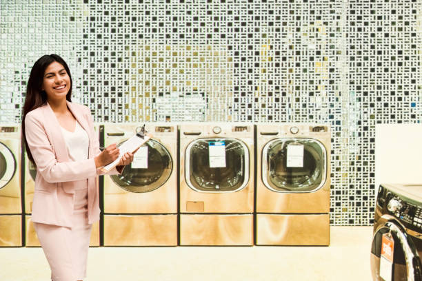 The interior of a mechanical washing machine for automatic washing.