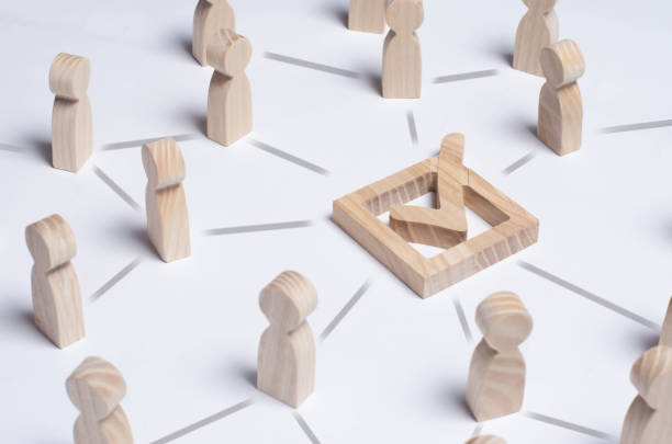 istock People gathered around the checkboxes connected by lines. People make a group choice. Democratic elections, collective decision and choice, referendum. Concept forum of people. Check mark. 953943128