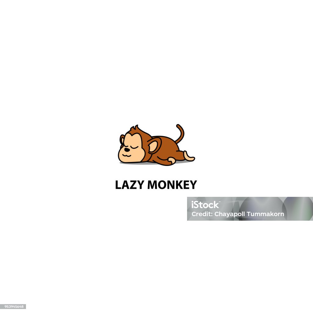 Lazy monkey sleeping icon, logo design, vector illustration Monkey stock vector