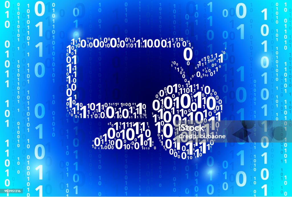 Laptop And Apple Binary Code Blue Vector Pattern Background Stock ...