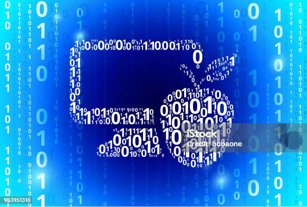 Laptop And Apple Binary Code Blue Vector Pattern Background Stock ...