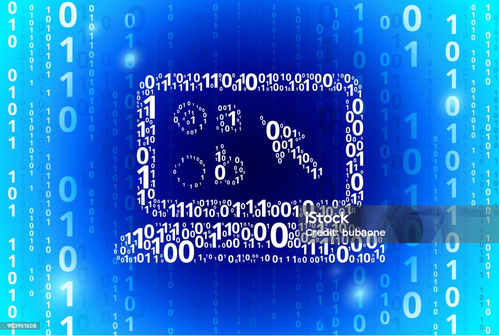 Laptop And Online Testing Binary Code Blue Vector Pattern Background ...