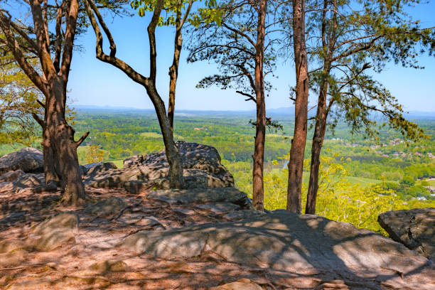 Scenic Overlook in North Georgia Scenic Overlook from Sawnee Mountain, Georgia outcrop stock pictures, royalty-free photos & images