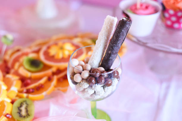 istock Sweet table and delicious cakes for first birthday 953952490