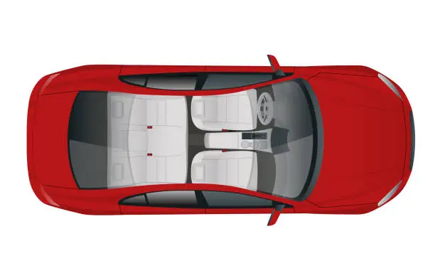 Vector illustration of Salon Car sedan view from above, vector illustration