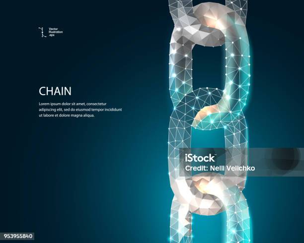 Kette Blockchain Lowpoly Stock Vektor Art und mehr Bilder von Kette - Gebrauchsgegenstand - Kette - Gebrauchsgegenstand, Blockchain, Kettenglied