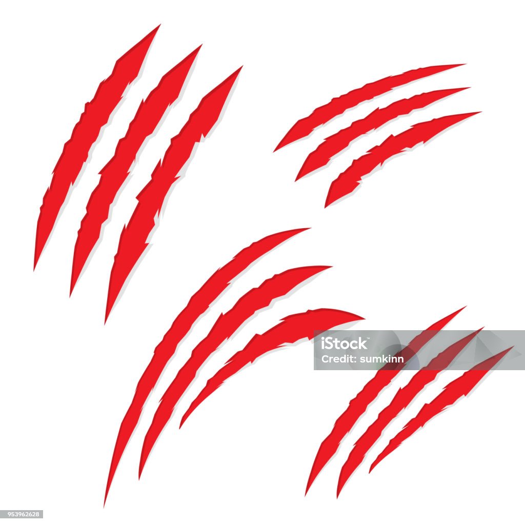 scratch by the claws Set scratch by claws of a wild animal. Vector scar. Torn paper Claw Mark stock vector