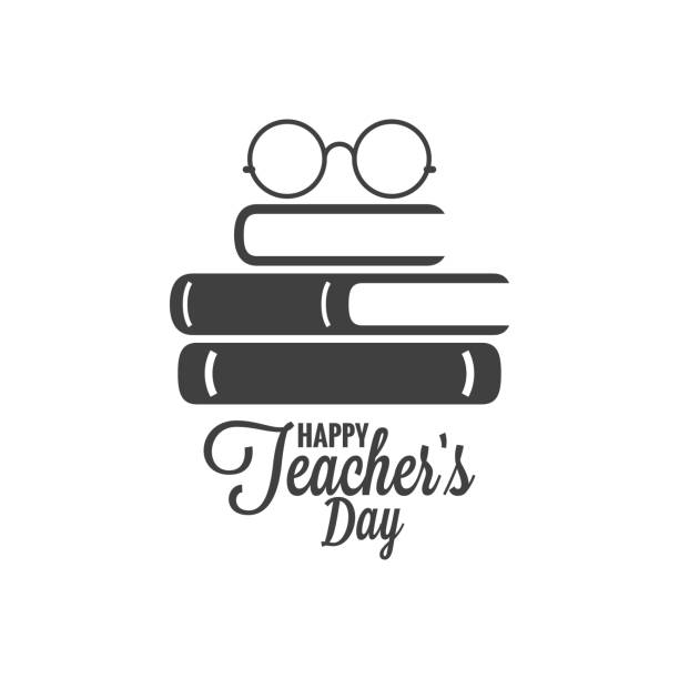 Happy teachers day icon. Glasses and book logo on white background Happy teachers day icon. Glasses and book logo on white background 8 eps professional thank you stock illustrations