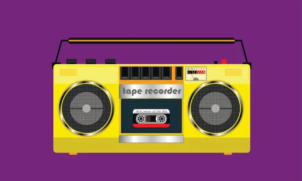 Vector illustration of cassette tape recorder