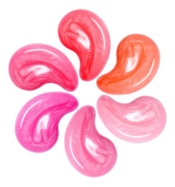 istock Round set of different colors lip glosses smear isolated on white 953980816