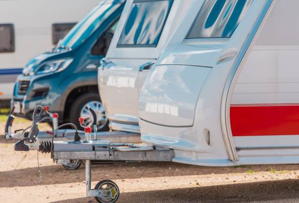 RV Camping Storage RV Camping Storage. Secured Parking Lot For Recreational Vehicles. storage compartment stock pictures, royalty-free photos & images