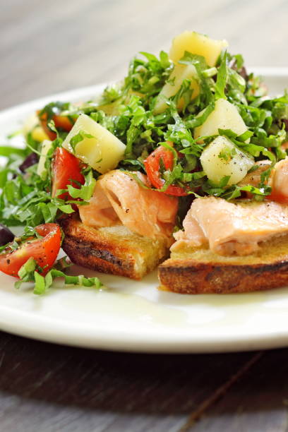 Toasted bread sandwich with tuna and potato salad 2 toasted bread with tuna and potato salad melting tuna cheese toast stock pictures, royalty-free photos & images