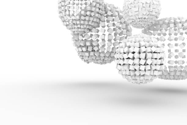 istock Spheres from squares, modern style soft white & gray background. Black, backdrop, creative & wallpaper. 953999500