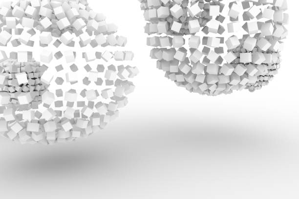 istock Spheres from squares, modern style soft white & gray background. Creative, artwork, blur & black. 953999764