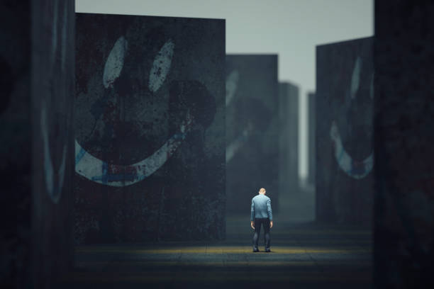 istock Lost, sad man in happy society 954003682