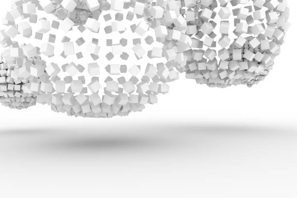 istock Spheres from squares, modern style soft white & gray background. Art, illustration, blank & digital. 954004488