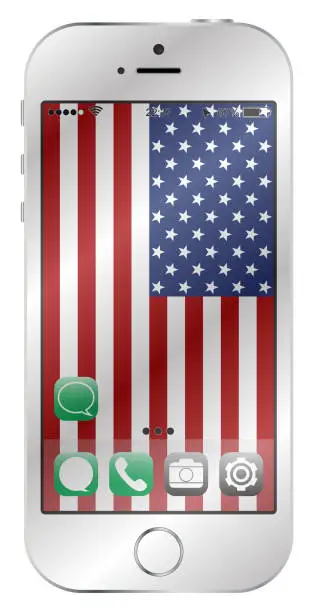 Vector illustration of USA Flag Mobile Screen