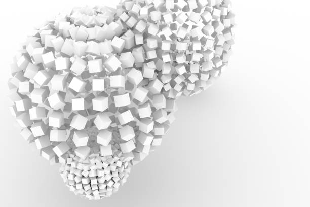 istock Spheres from squares, modern style soft white & gray background. Smooth, wallpaper, blank & space. 954007588