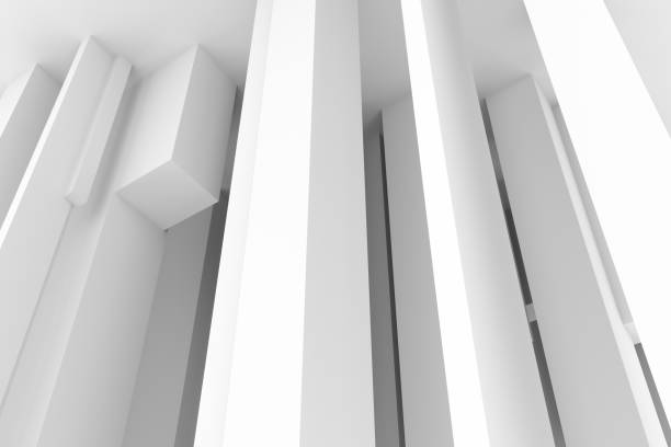 istock Abstract modern pillar style soft white & gray background. Space, perspectives, light & line. 954008036