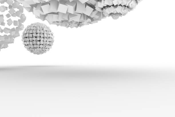 istock Spheres from squares, modern style soft white & gray background. Art, artistic, pattern & digital. 954011648